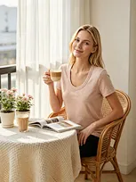 double-bound neckline jersey tee