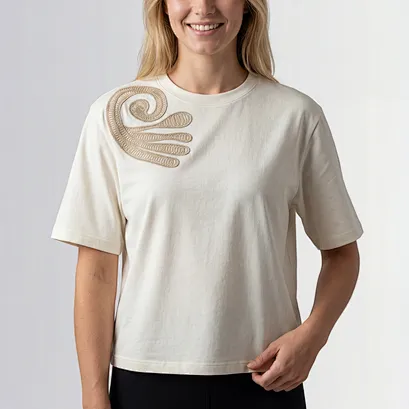 cotton blend cord embroidery tee