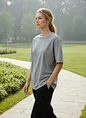 private label metallic-fiber casual top
