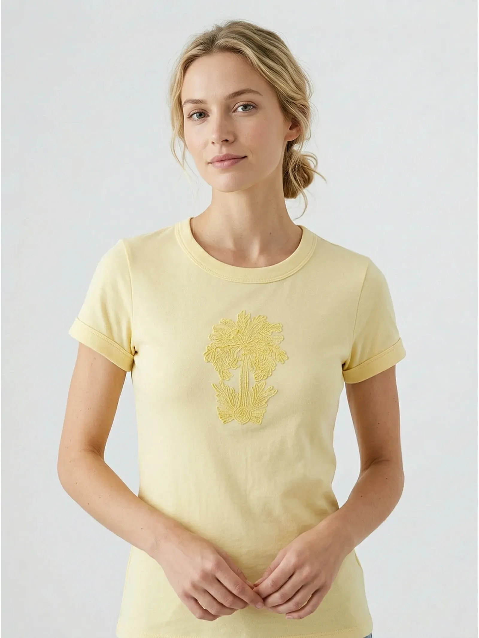 cotton-viscose embroidered tee manufacturer