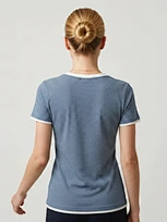 private label striped V-neck tee