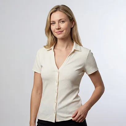private label fitted button top