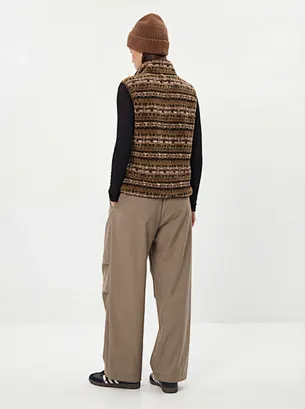 patterned fleece layering vest