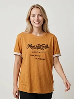 private label contrast cuff T-shirt