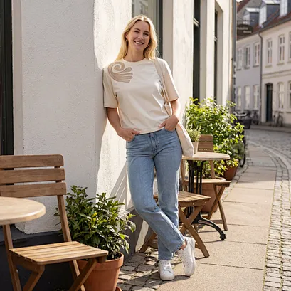 cotton blend cord embroidery tee