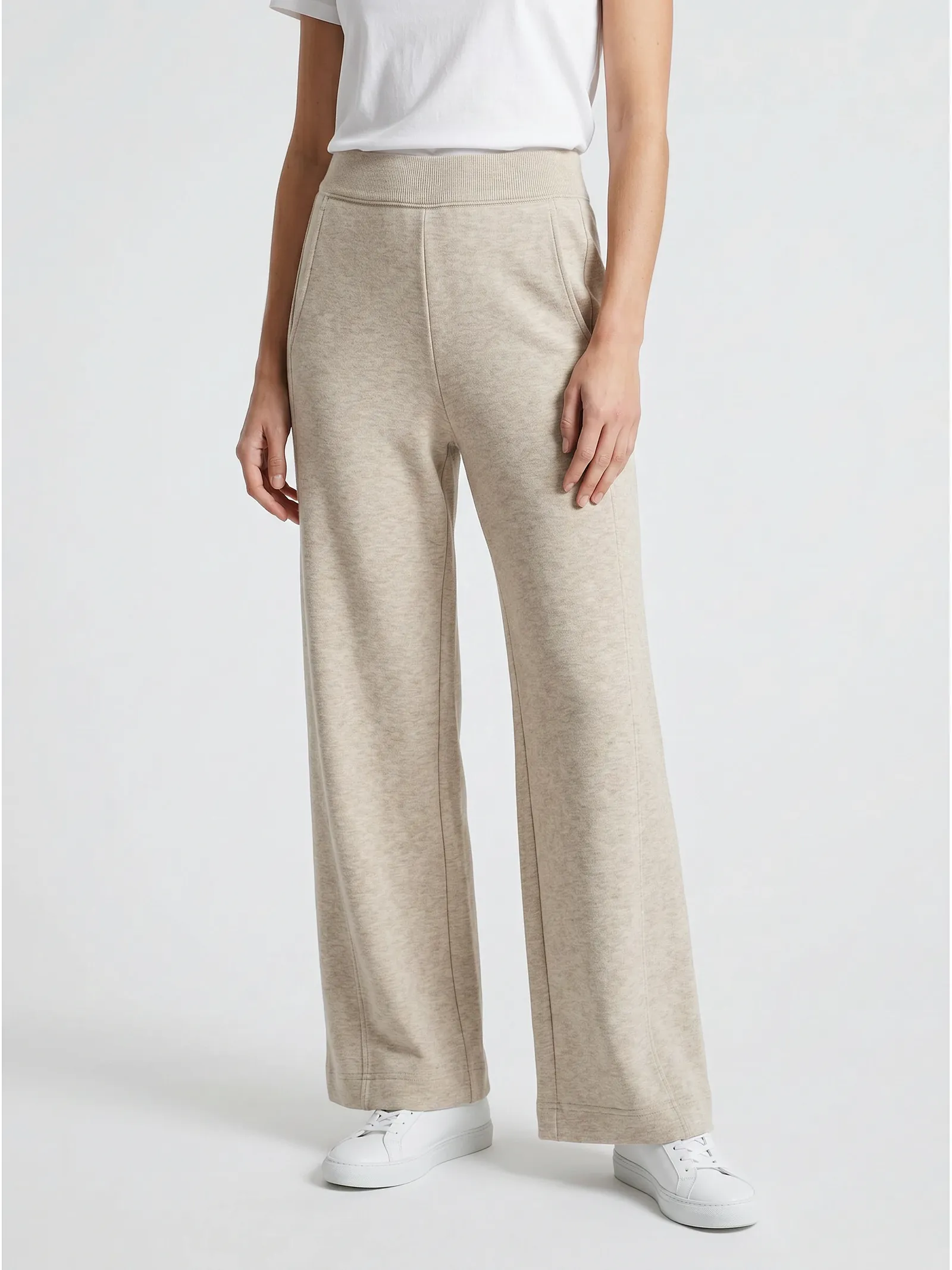 custom heathered wide-leg trousers