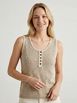 linen binding sleeveless knit top