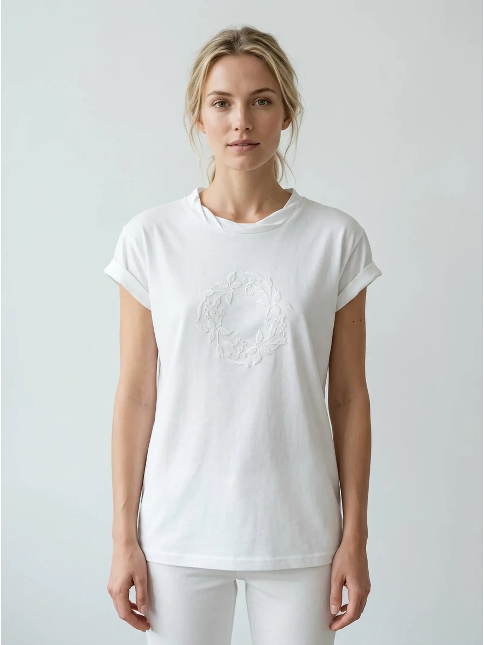 relaxed rolled sleeve casual top