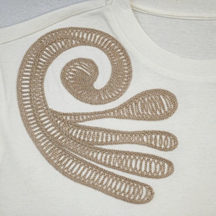 cotton blend cord embroidery tee