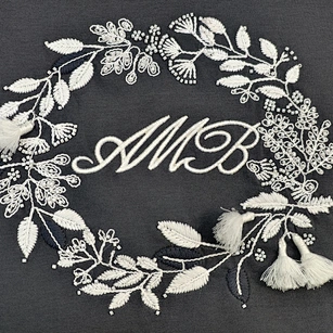cotton blend floral wreath top