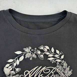 cotton blend floral wreath top