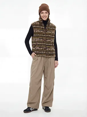 patterned fleece layering vest