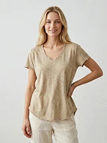 resortwear slub V-neck T-shirt