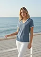 private label striped V-neck tee