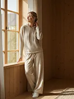 wool silk blend zip hoodie