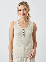linen trim sleeveless top