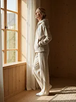 custom heathered wide-leg trousers