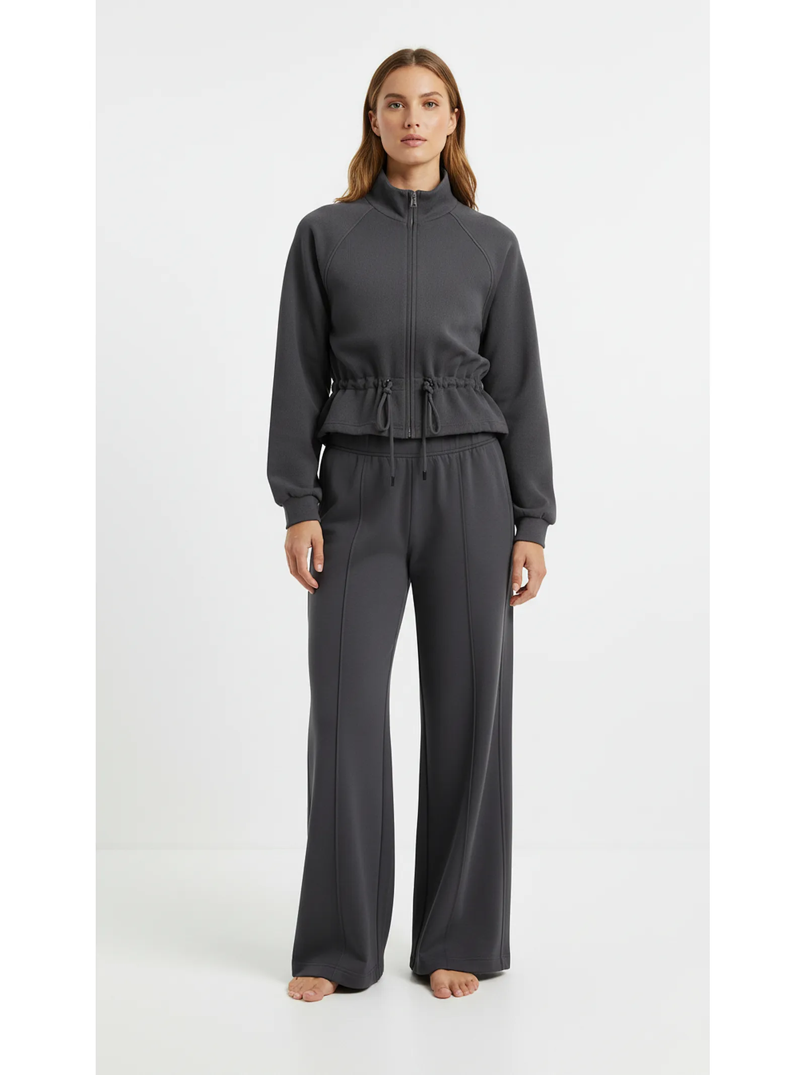 private label ribbed zip jacket