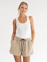 private label women's drawstring shorts