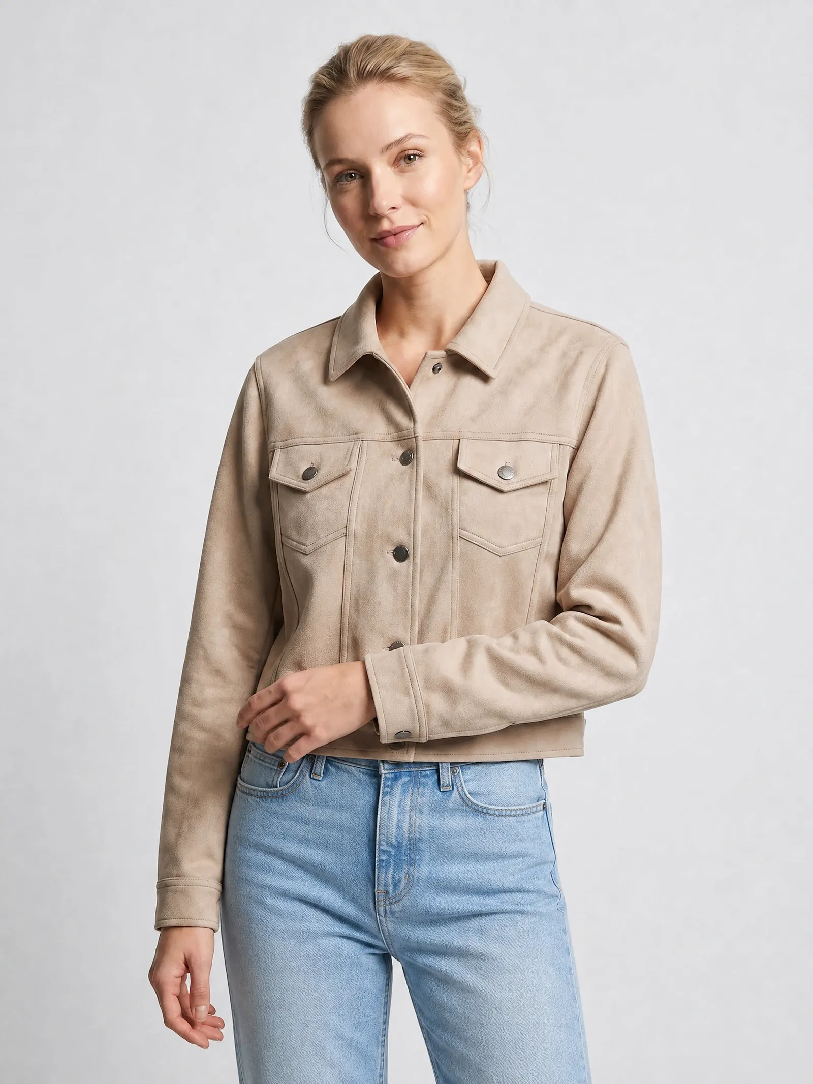 stretch suede-look jacket supplier