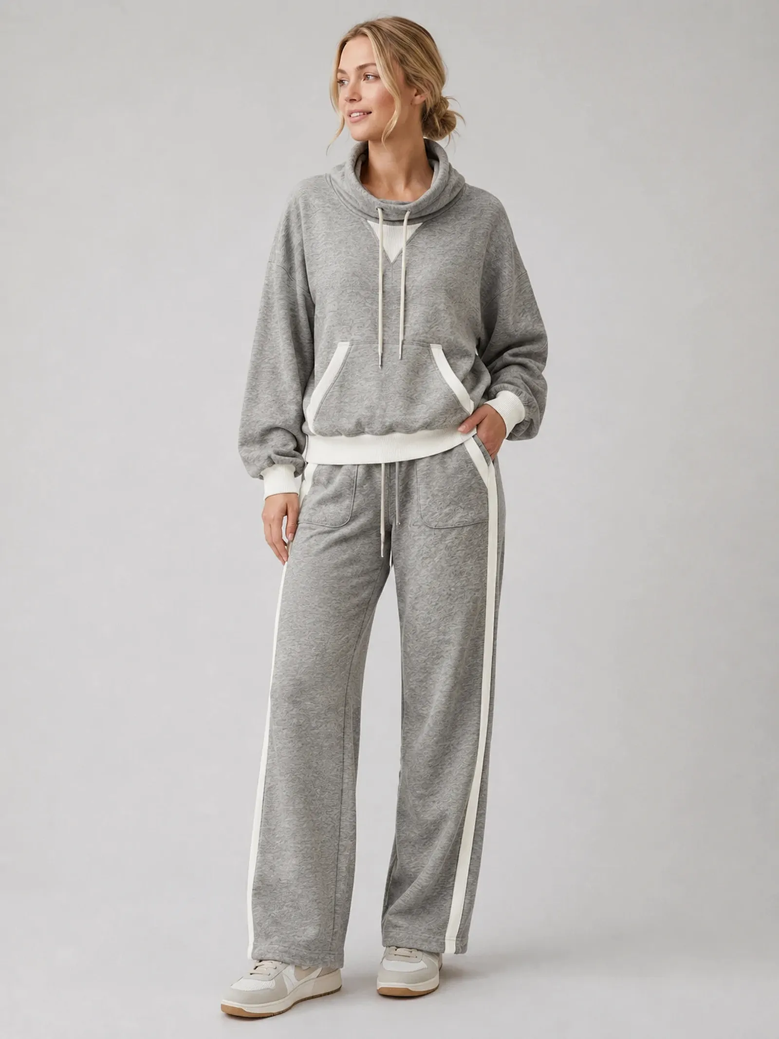 contrast-rib drop-shoulder sweatshirt