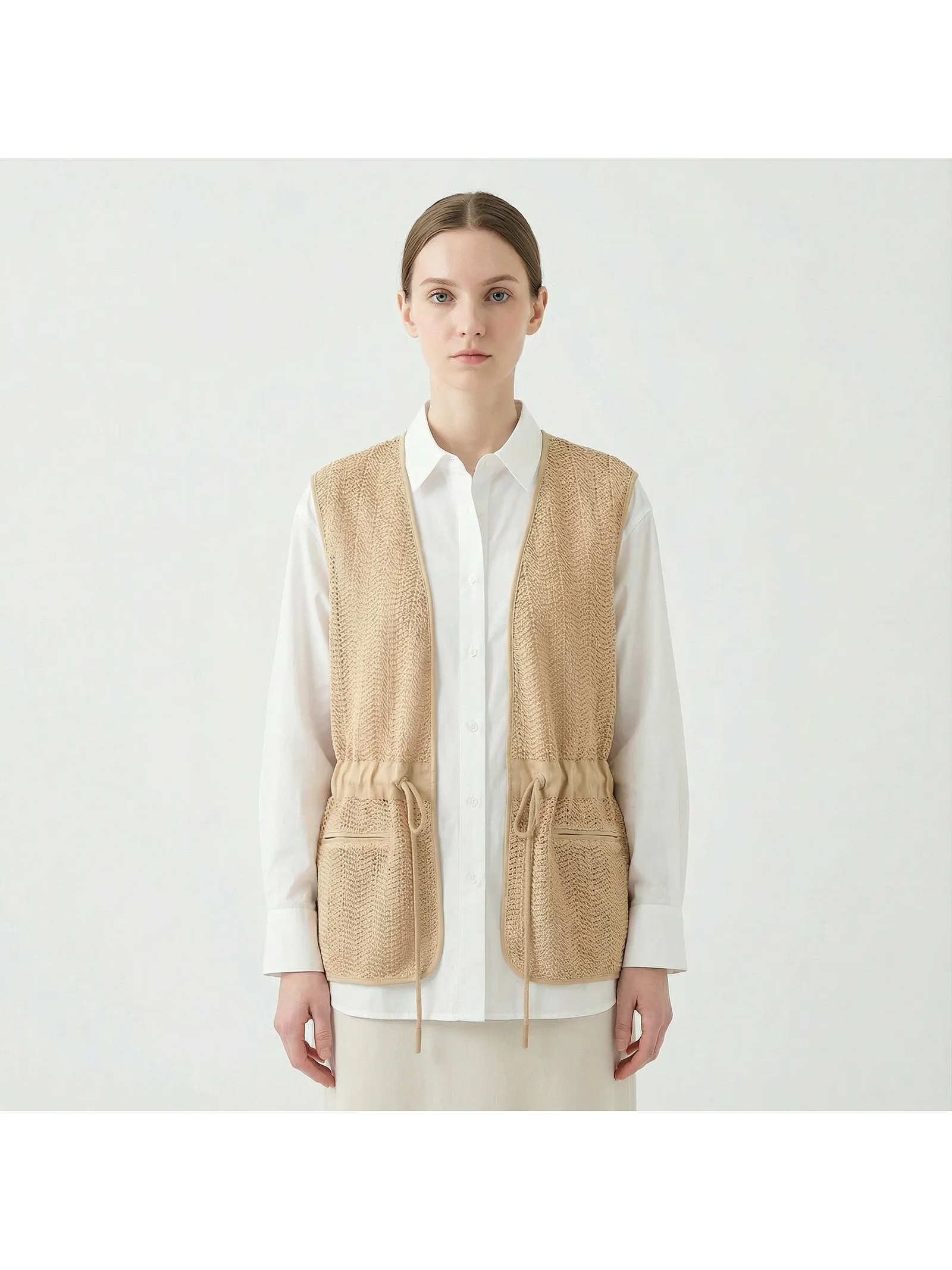 private label drawcord waist vest