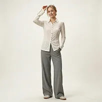 private label fitted button-front top