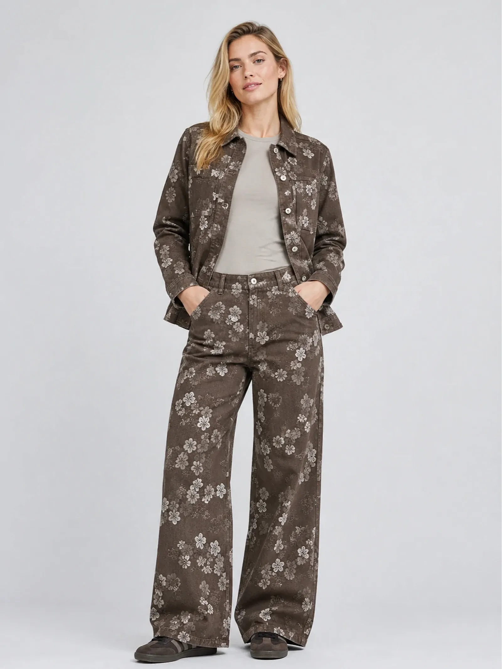 Floral Denim Utility Jacket