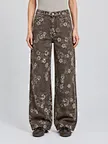 Floral Print Wide-Leg Jeans
