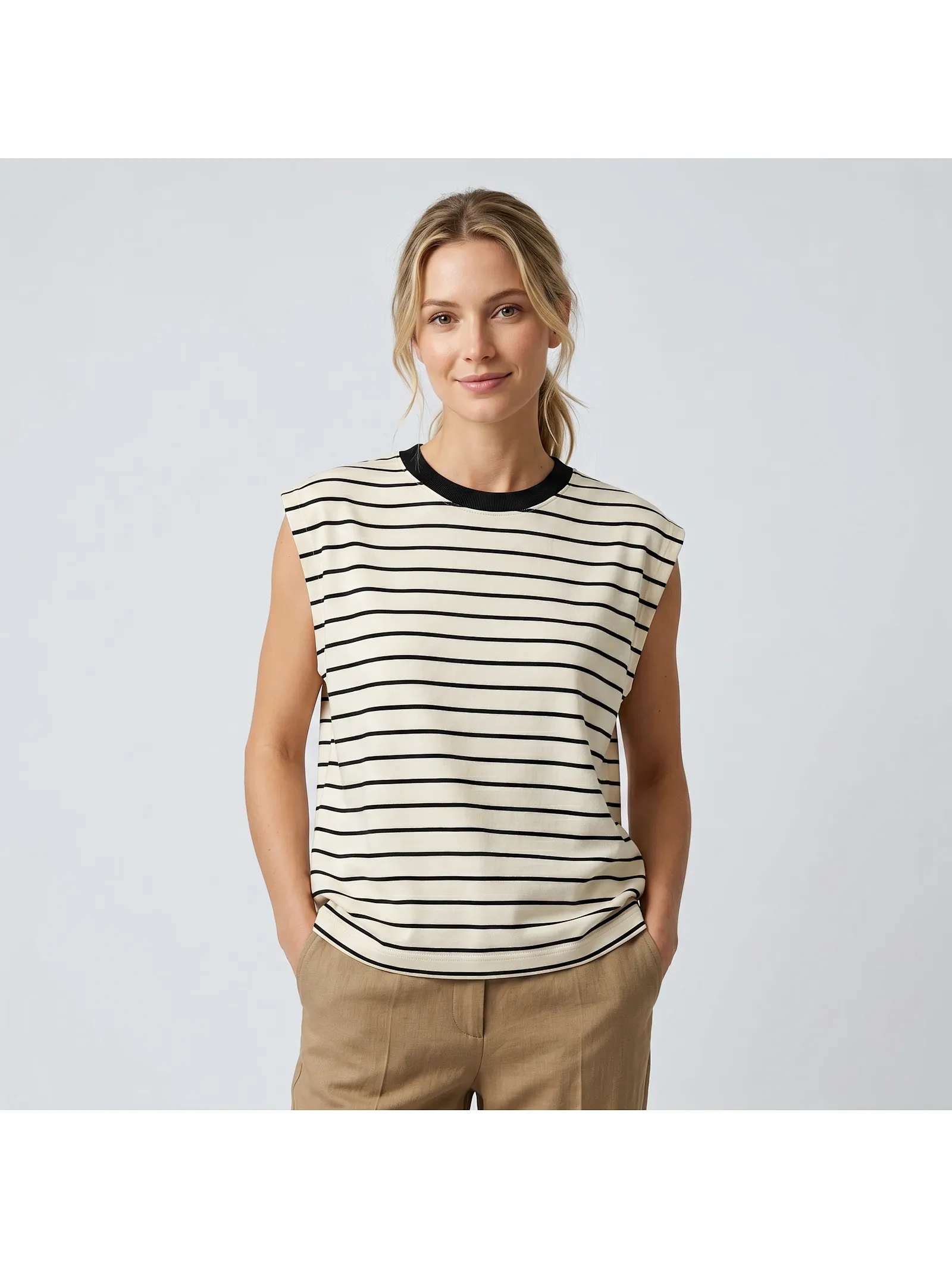 relaxed sleeveless tee factory
