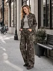 Floral Print Wide-Leg Jeans