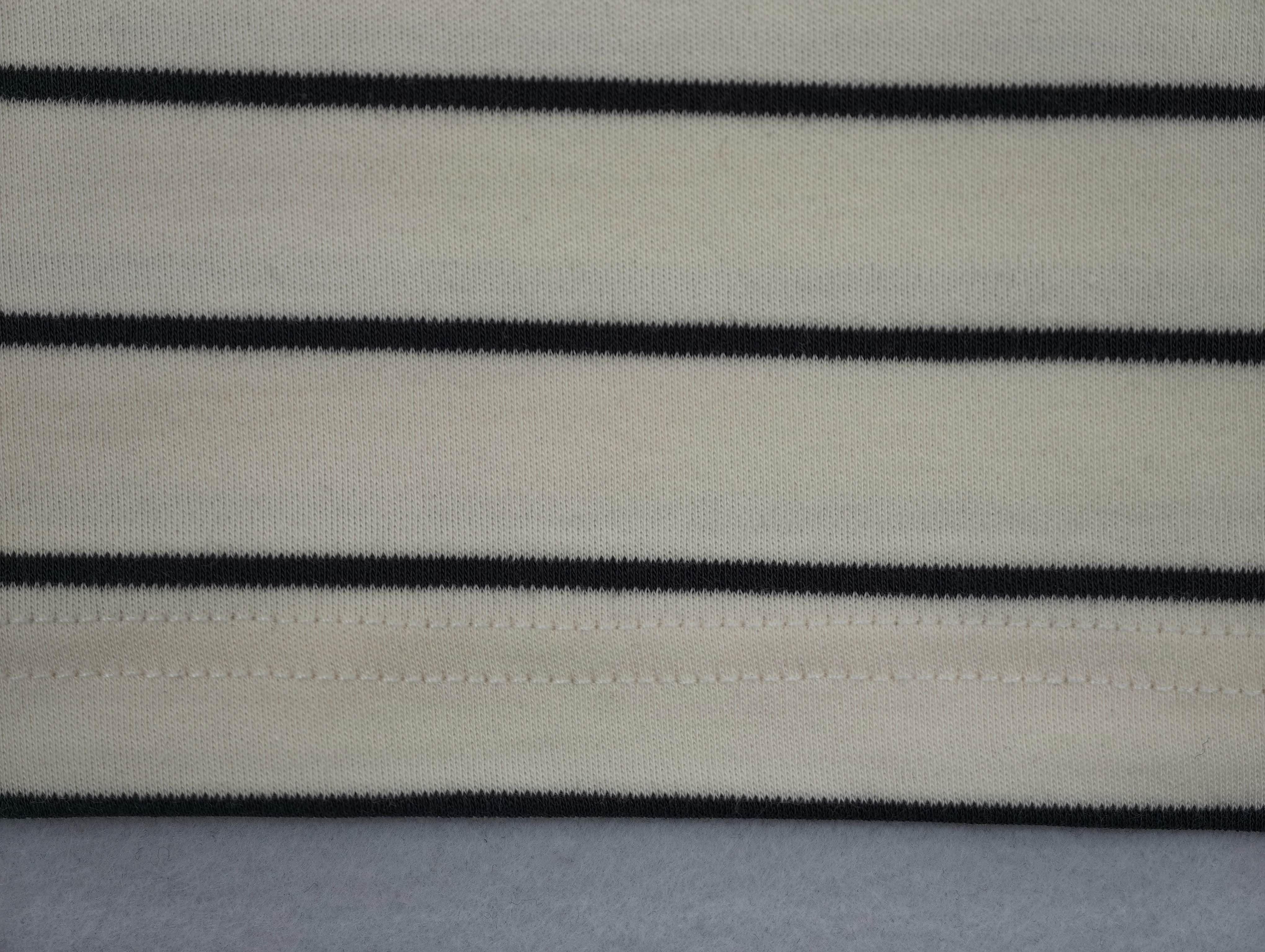 Cotton-modal striped interlock fabric with clean hem stitching