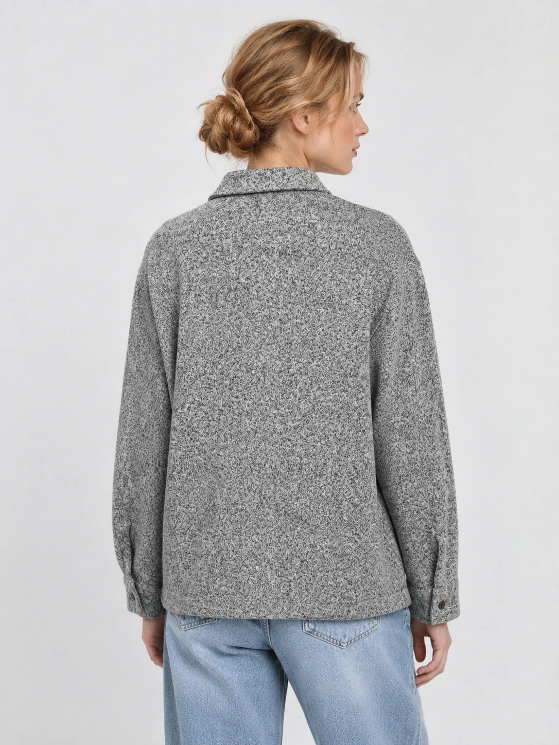 Relaxed shirt jacket with clean back construction