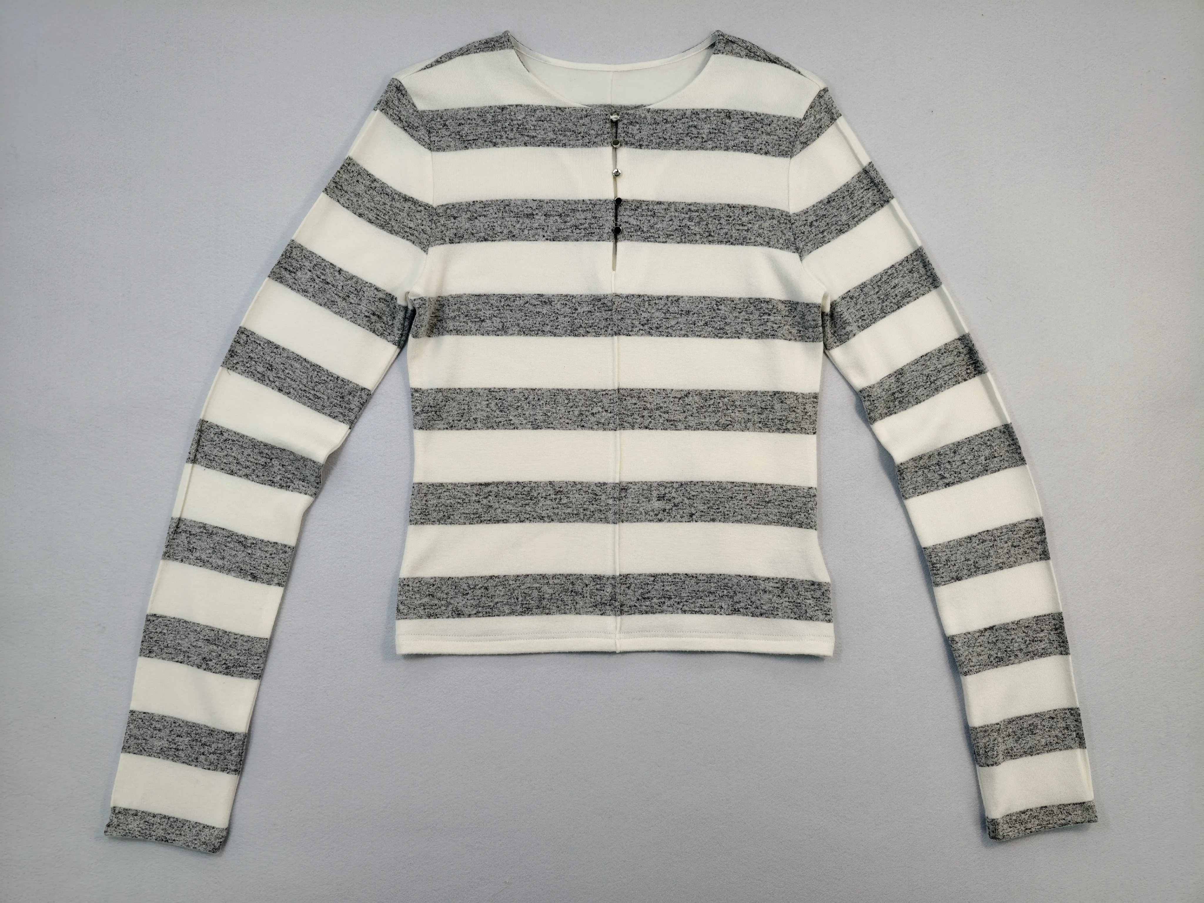 Women's brushed striped Hacci knit long sleeve top front view