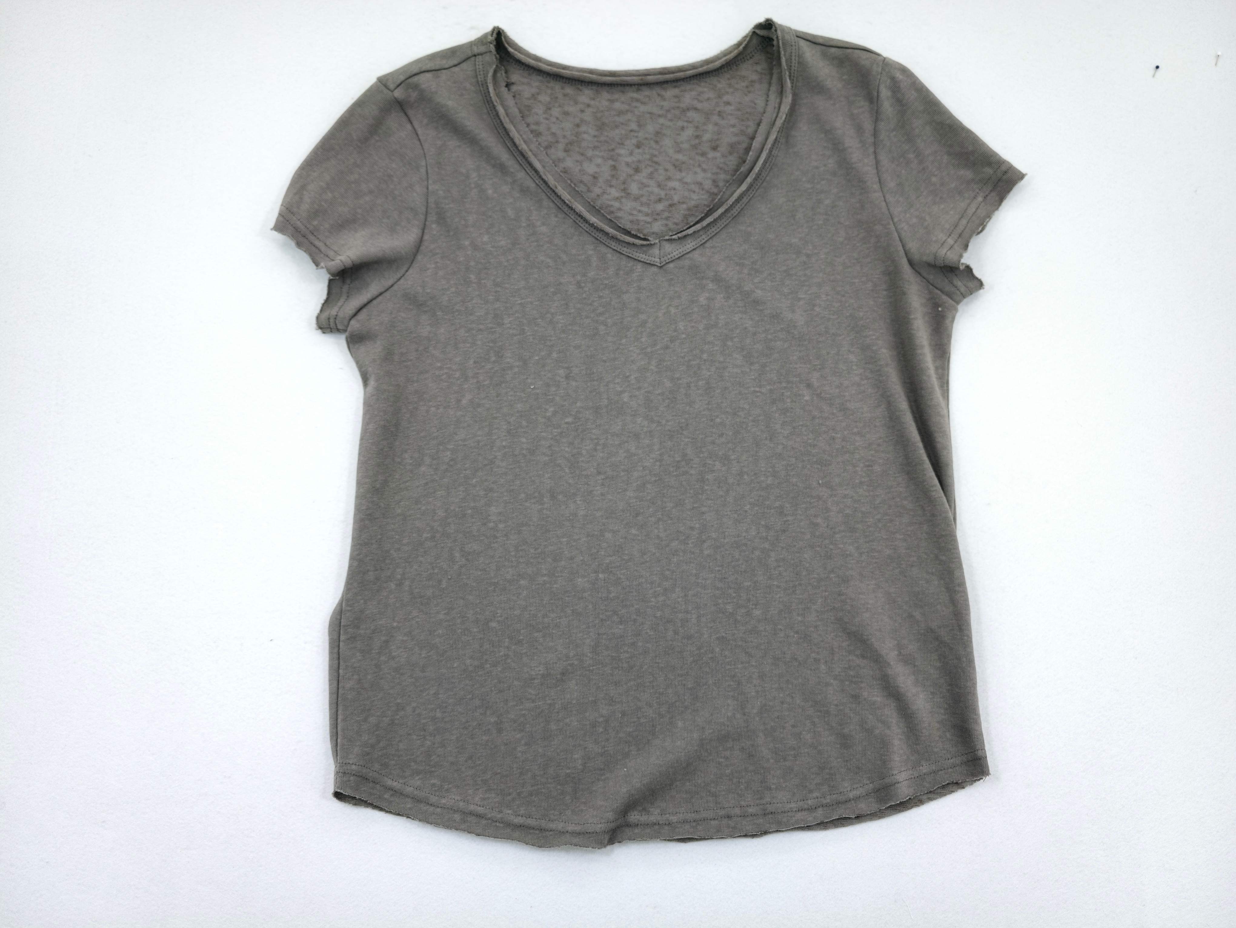 Raw-edge slub jersey T-shirt shown flat from front