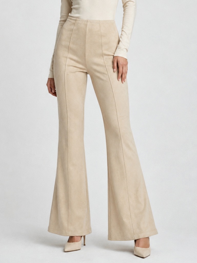 OEM high-rise flare pants with front seam shaping