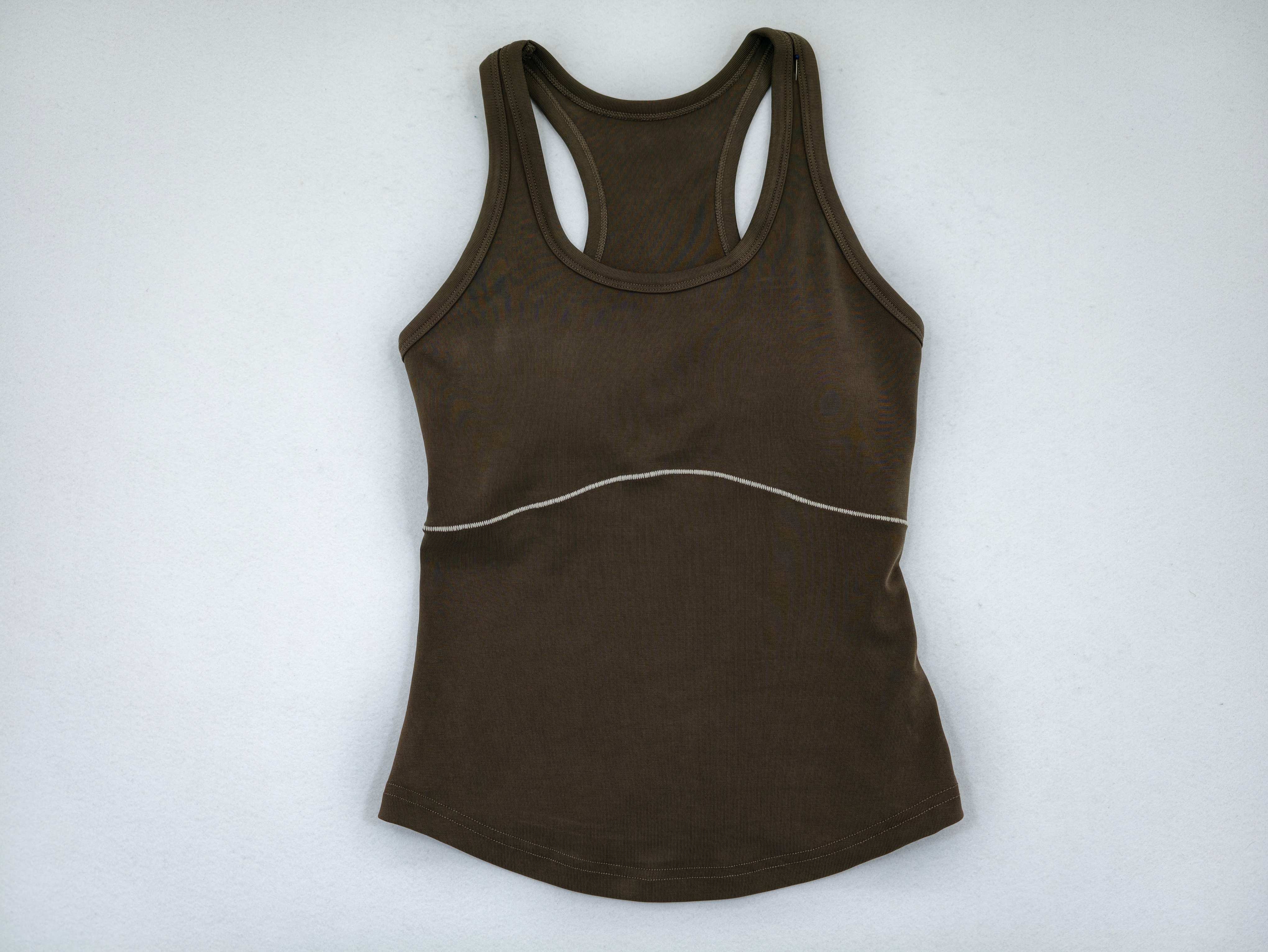 Brown sand-washed Modal rib racerback tank front view