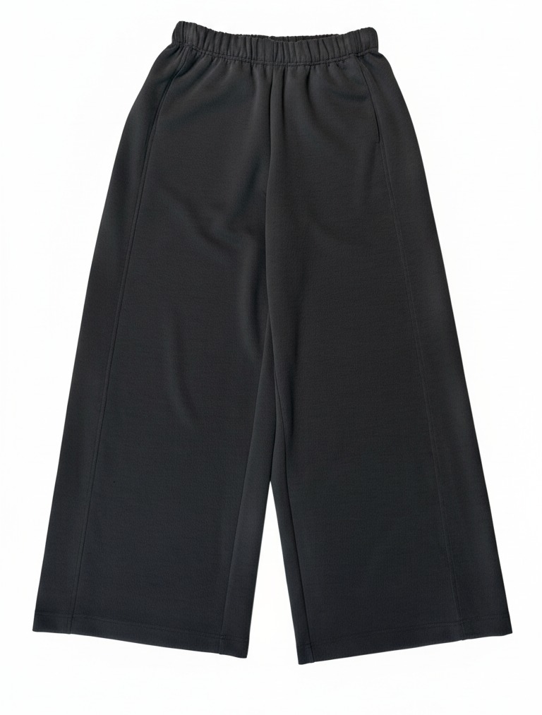Wide-leg pull-on pants shown flat from front