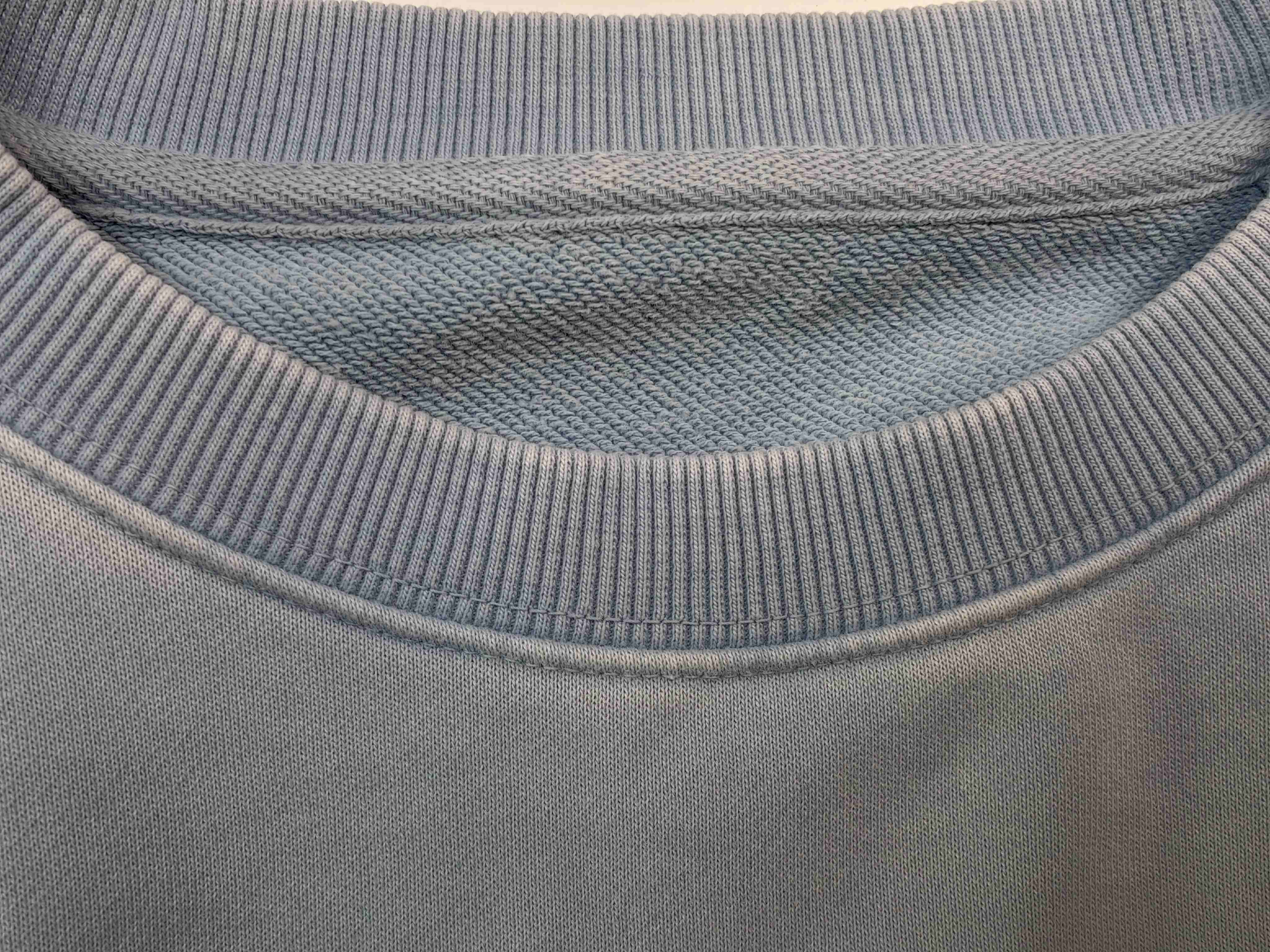 French terry neckline and rib collar construction detail