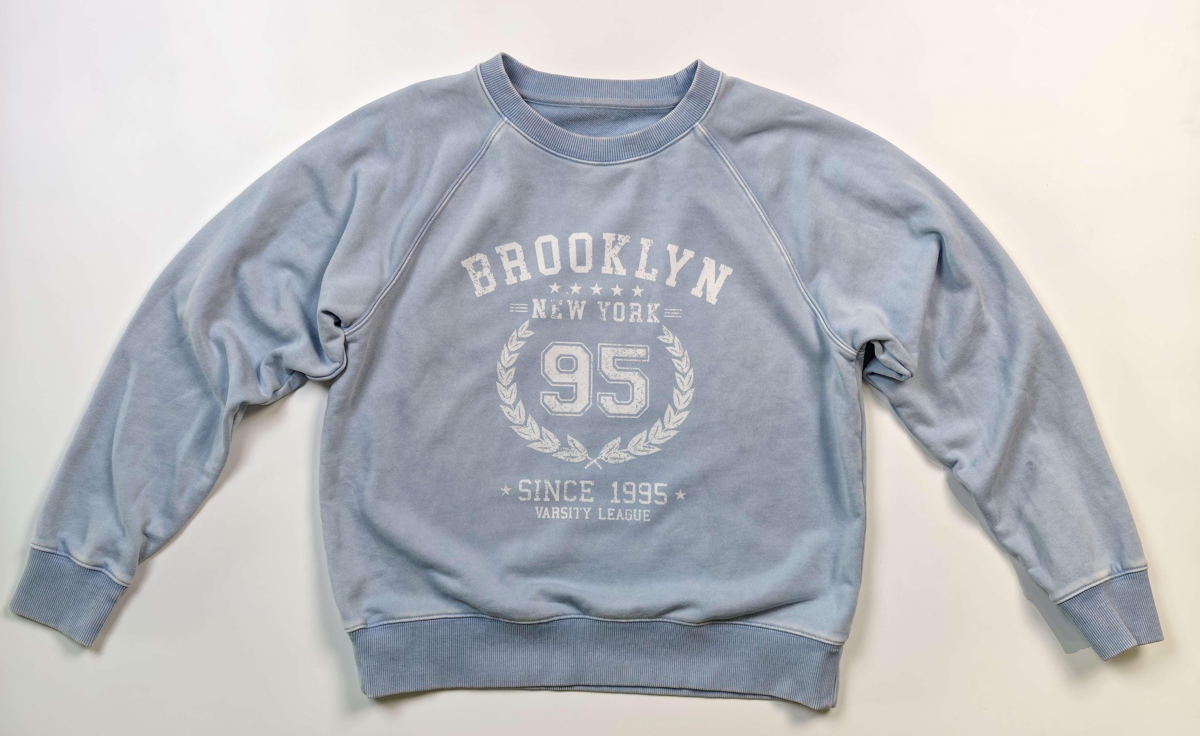 Garment dyed snow wash graphic sweatshirt front view