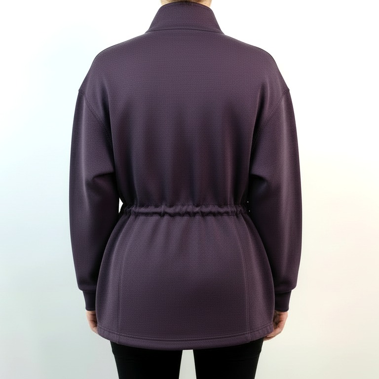 Back drawcord shaping creates a defined longline silhouette