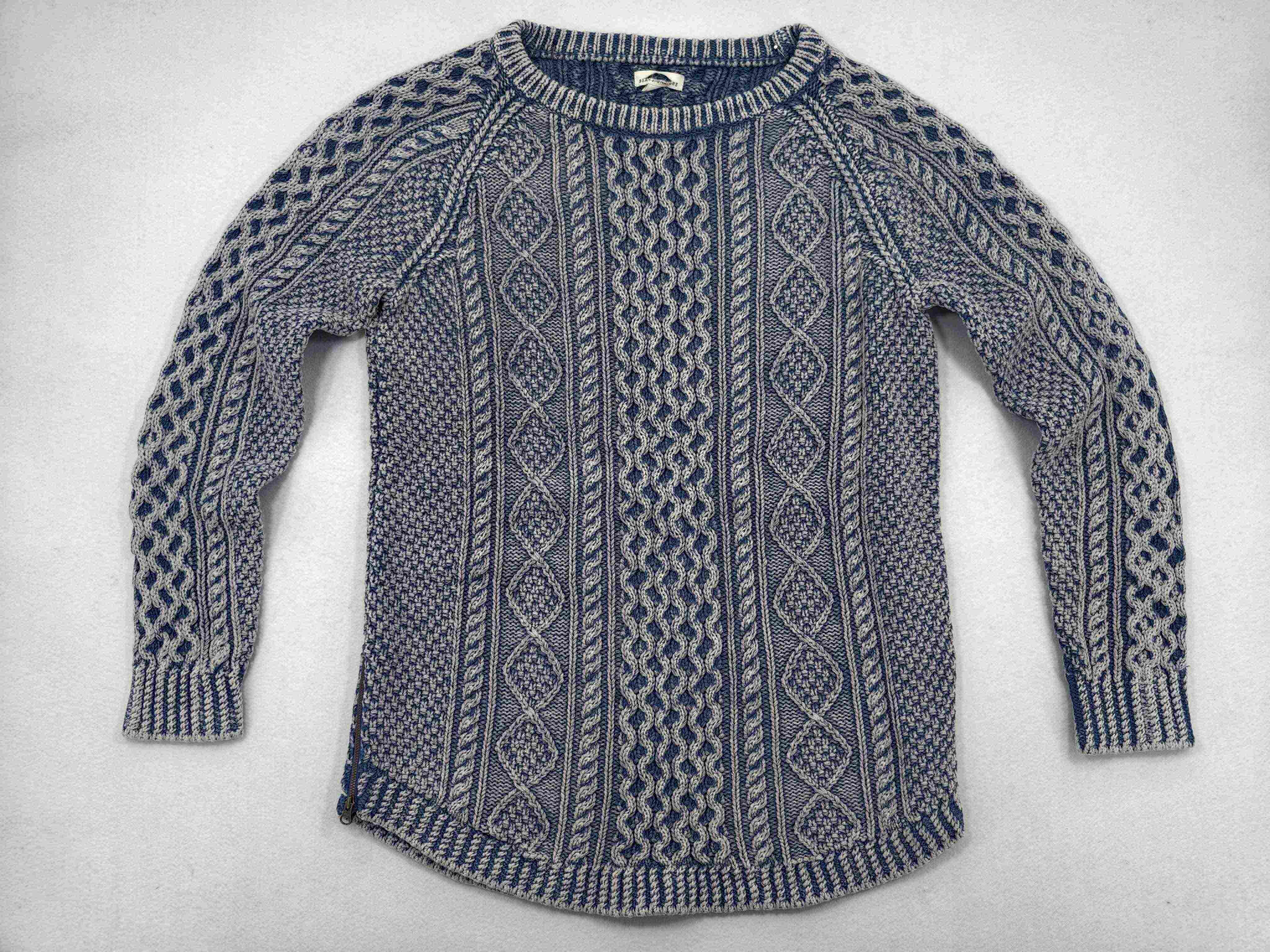 Blue cotton cable-knit tunic front view