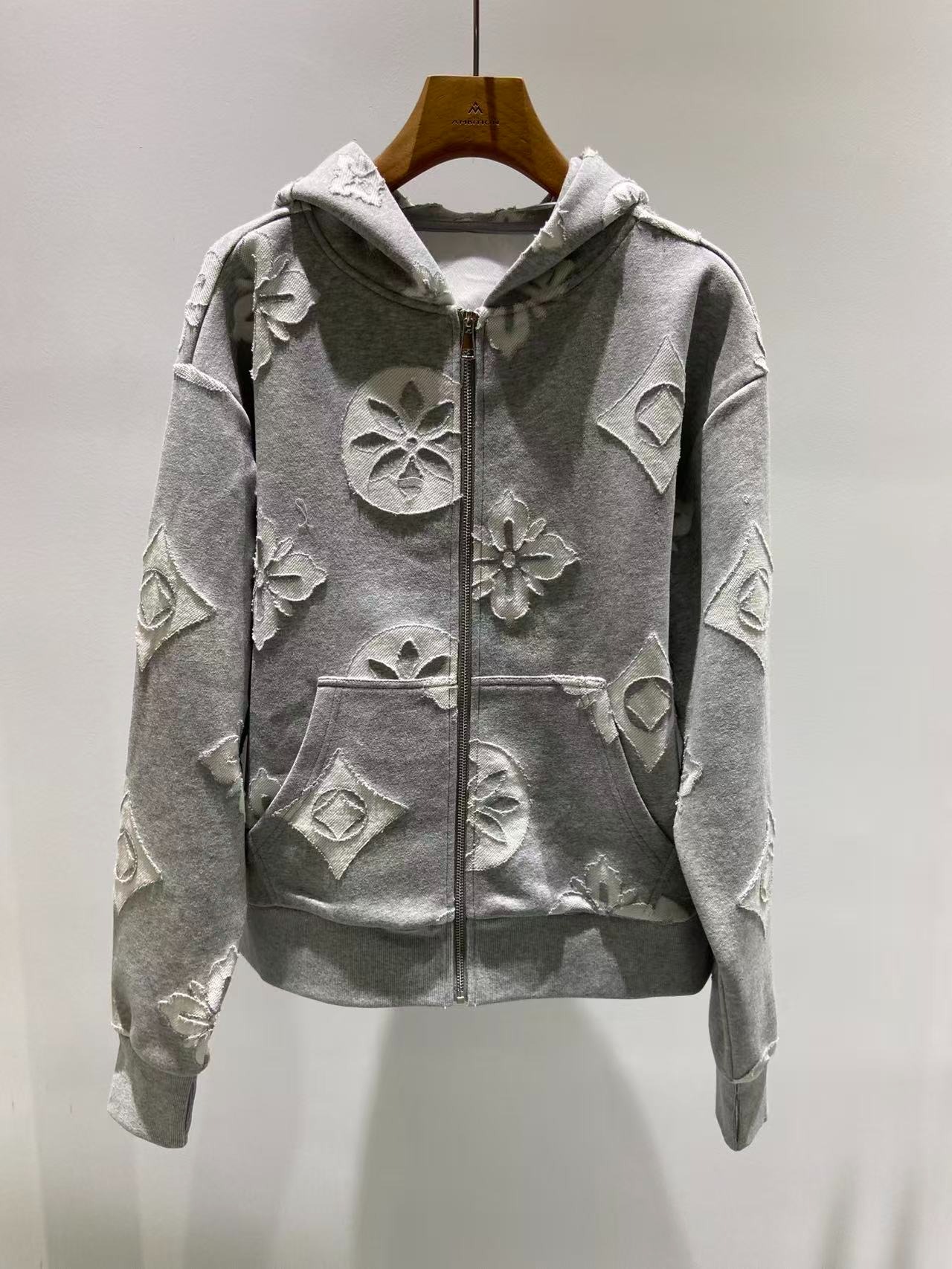 Custom full-zip hoodie with kangaroo pockets and rib trims
