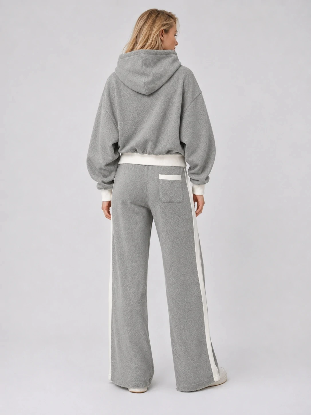 Wide-leg sweat set back view for OEM collections