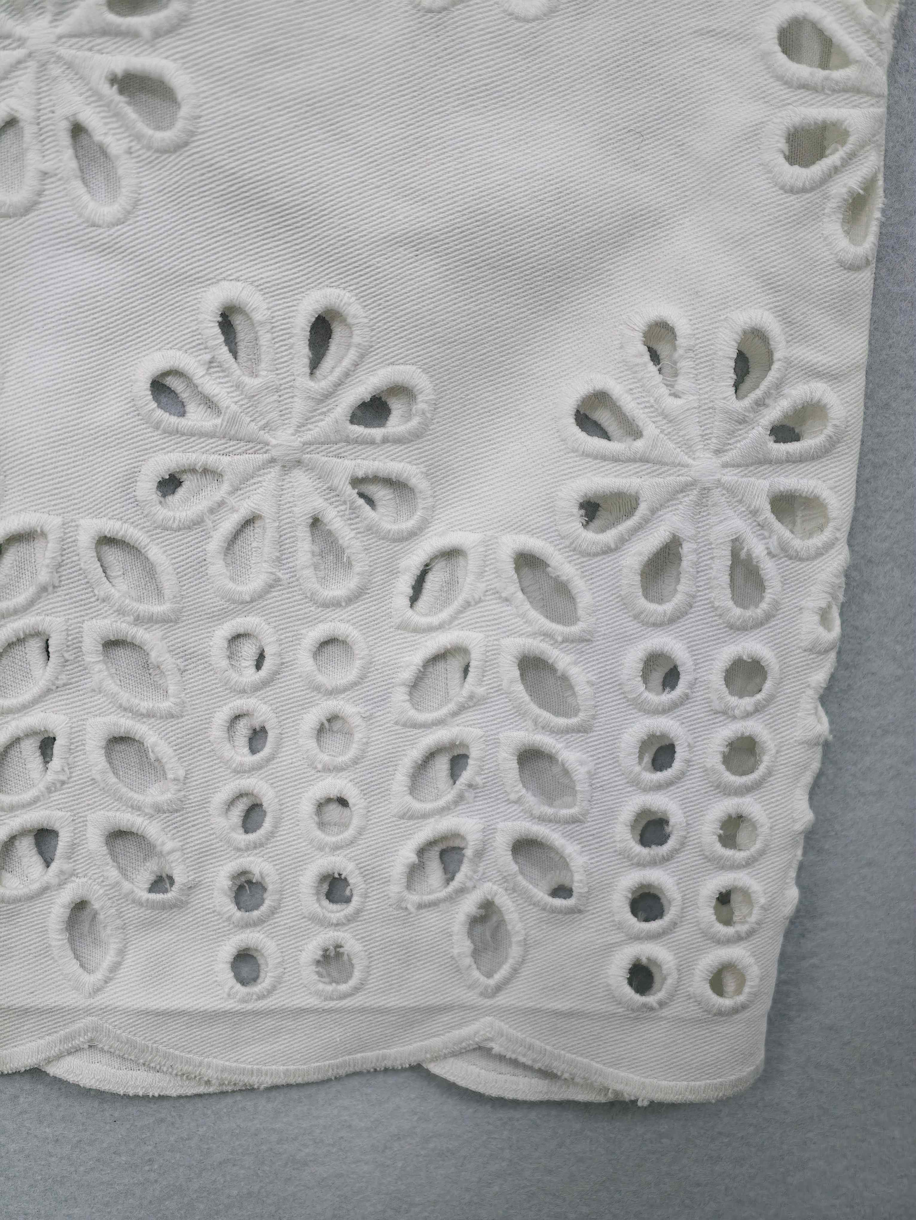 Cotton twill embroidery close-up for private label pants
