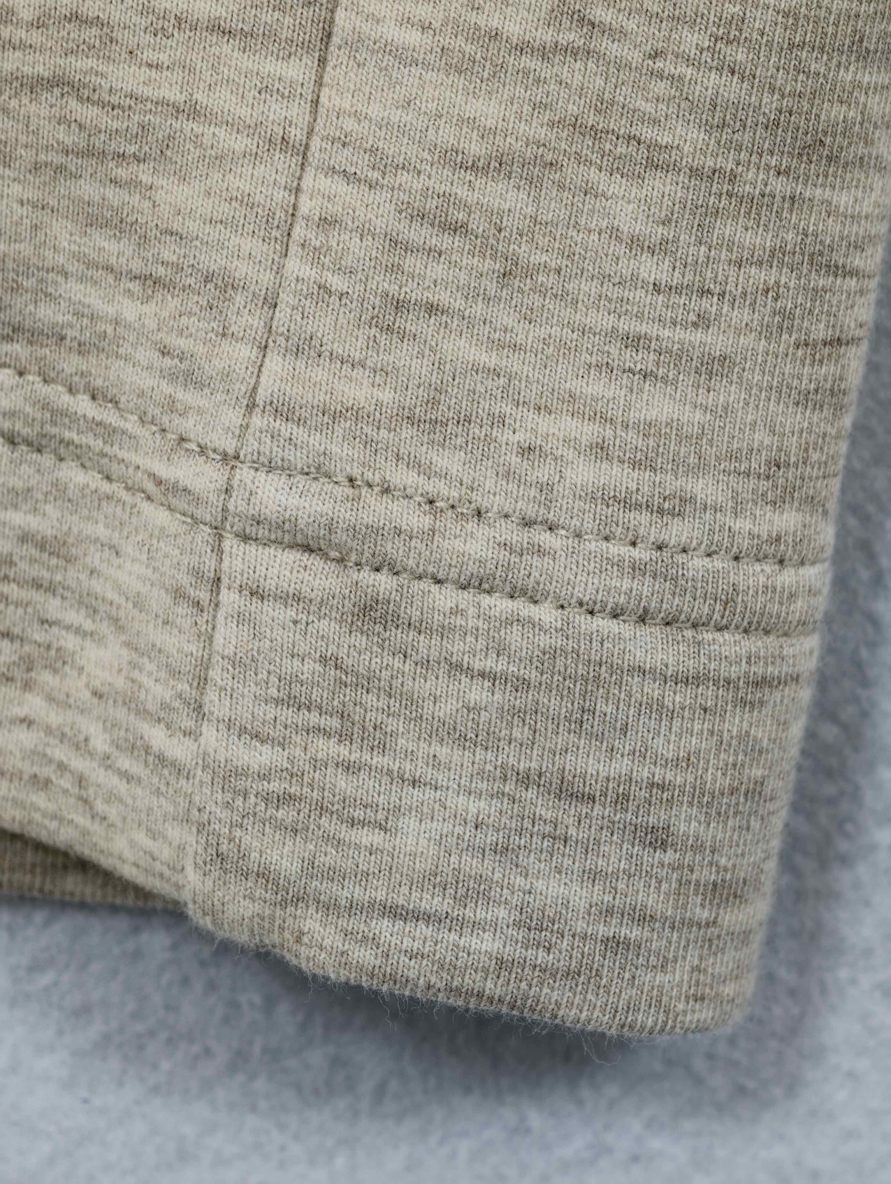 350 GSM heathered scuba seam and hem close-up