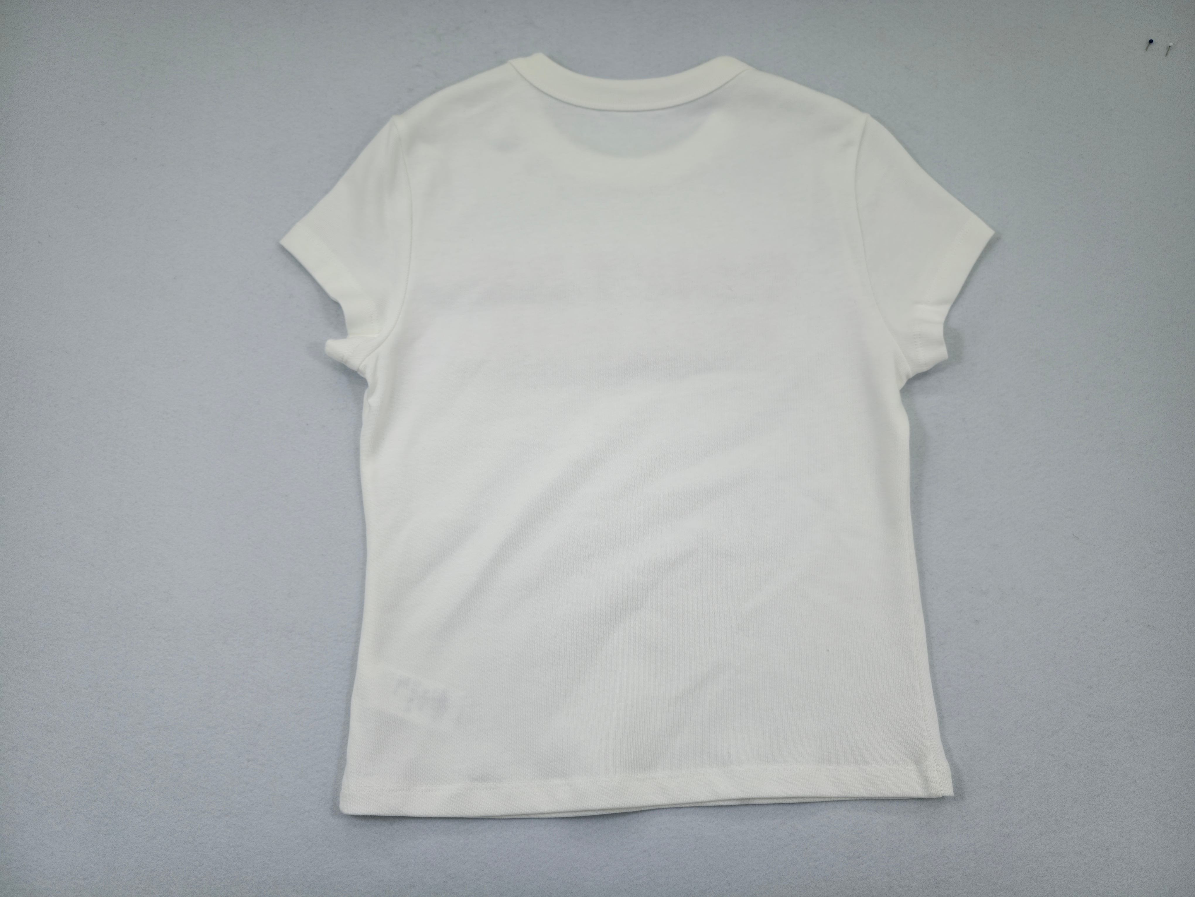Back view of fitted single jersey crew neck T-shirt