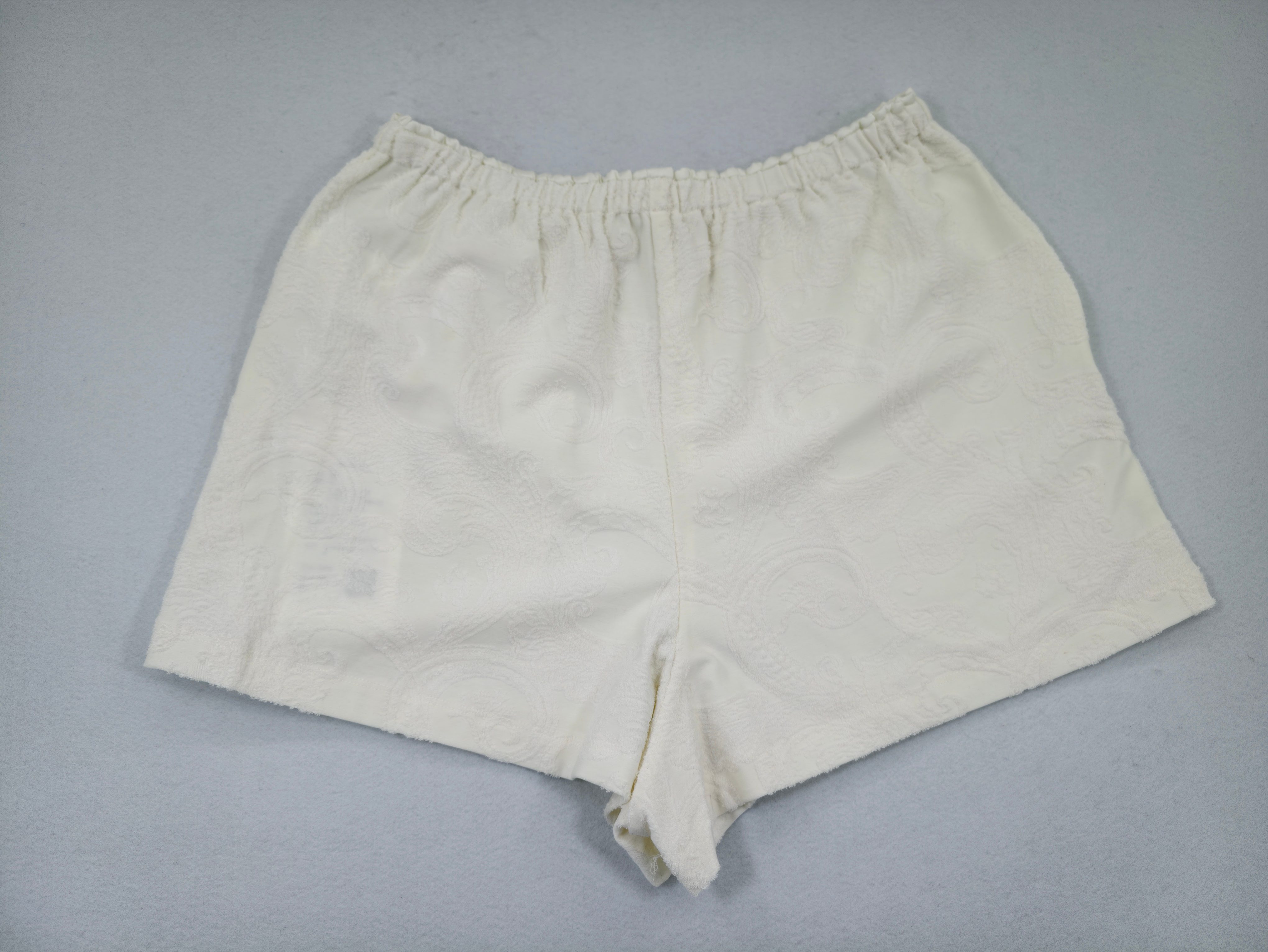 Back view of tonal jacquard terry lounge shorts