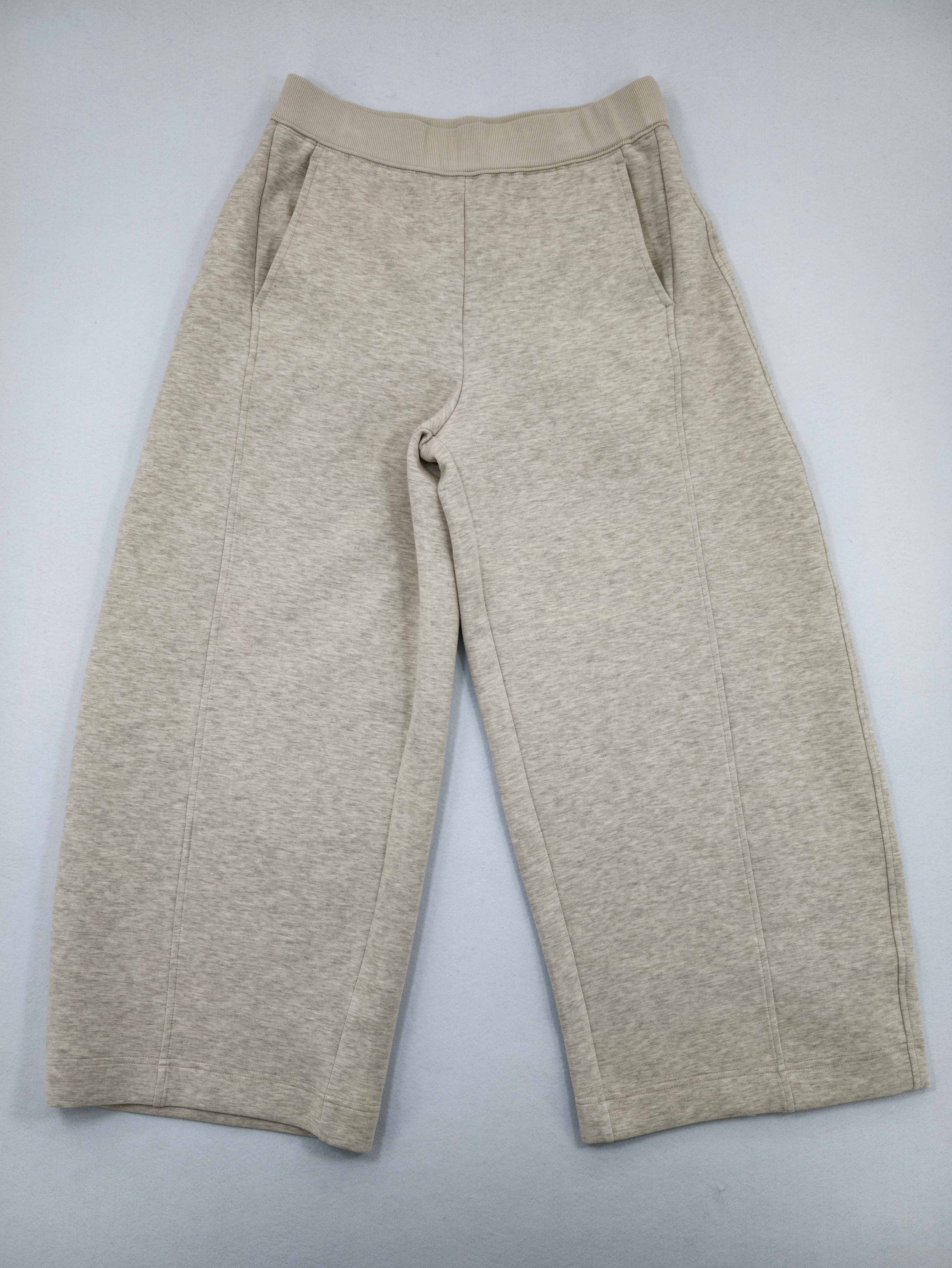 Heathered woolen scuba wide-leg pants front flat view