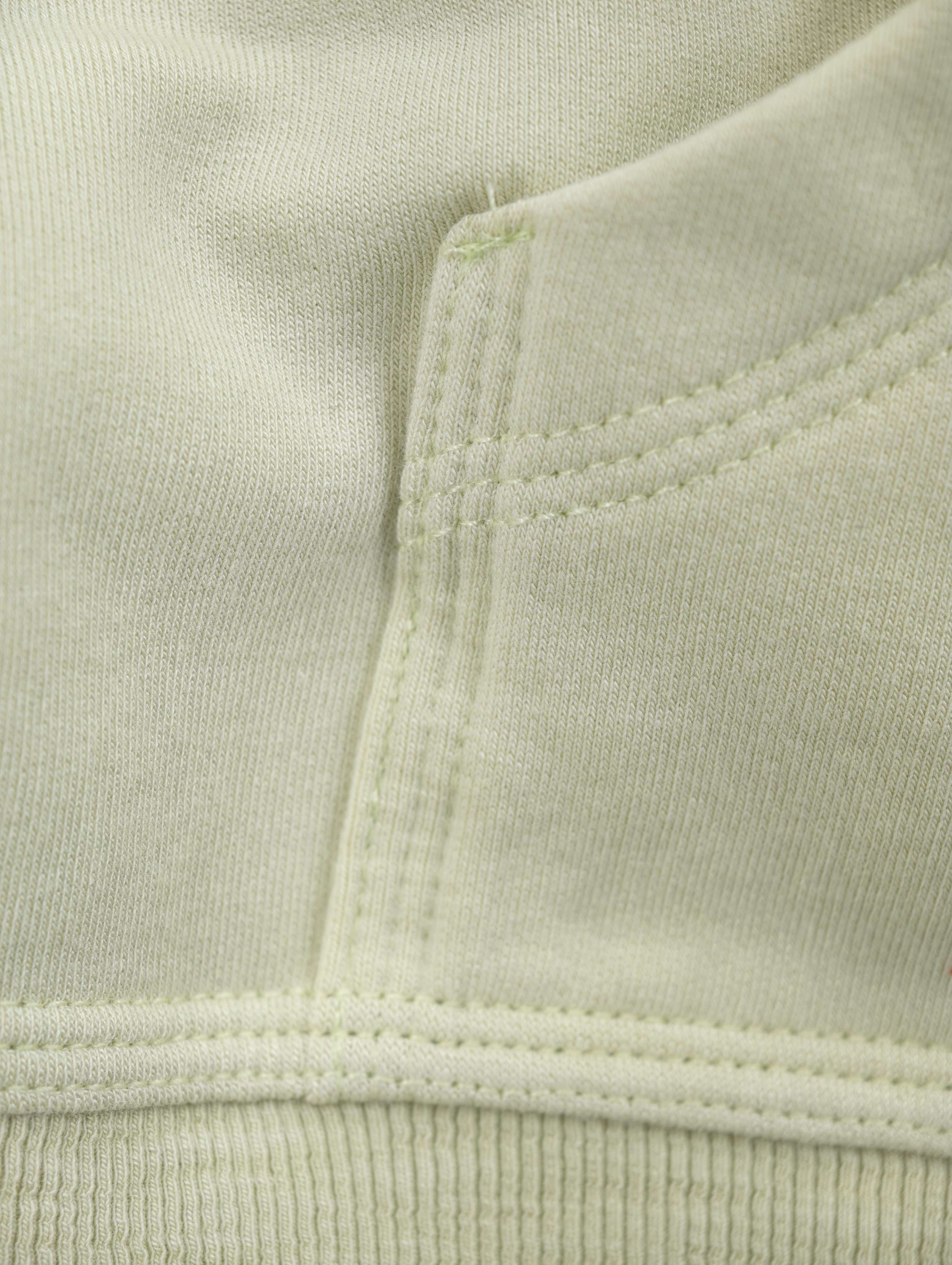 Reinforced seam and double topstitching close-up